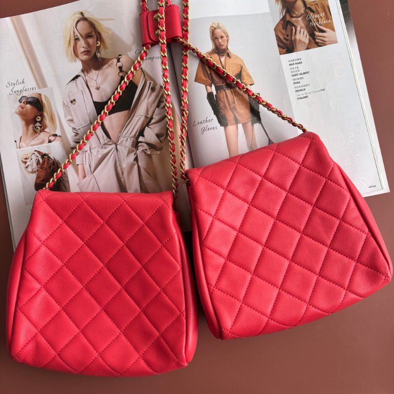 ::CHANEL:: 桃粉紅色 雙袋設計Side Packs 系列手袋 Classic Flap 鏈包斜背包掛包 Twins Bag-8