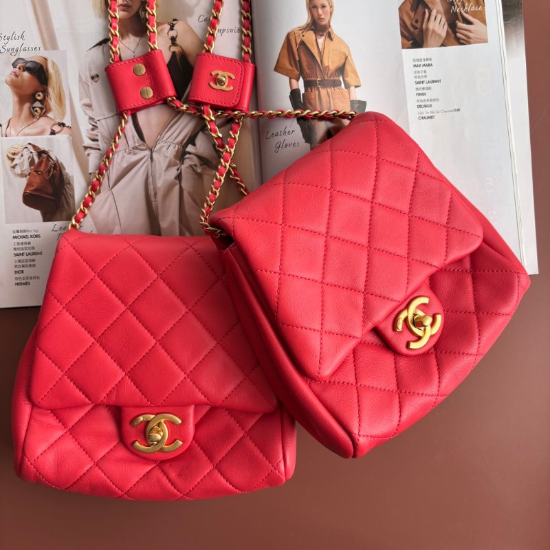 ::CHANEL:: 桃粉紅色 雙袋設計Side Packs 系列手袋 Classic Flap 鏈包斜背包掛包 Twins Bag-34