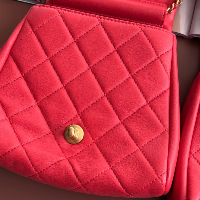 ::CHANEL:: 桃粉紅色 雙袋設計Side Packs 系列手袋 Classic Flap 鏈包斜背包掛包 Twins Bag-42