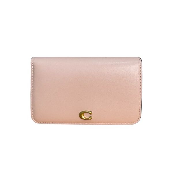 COACH 專櫃款 粉色 C字logo 零錢卡包-1