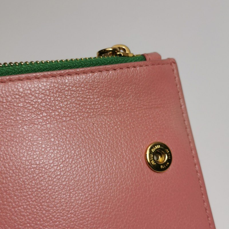 Miu Miu牛皮拼色字母Logo拉鏈子母包斜挎包單肩包-13