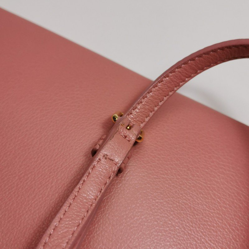 Miu Miu牛皮拼色字母Logo拉鏈子母包斜挎包單肩包-14