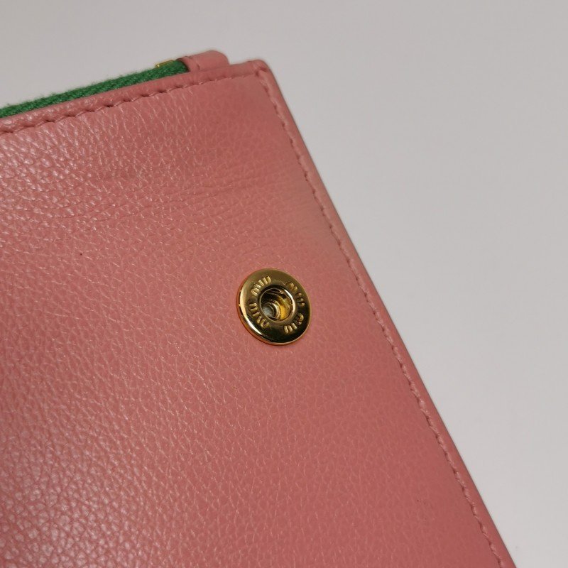 Miu Miu牛皮拼色字母Logo拉鏈子母包斜挎包單肩包-16