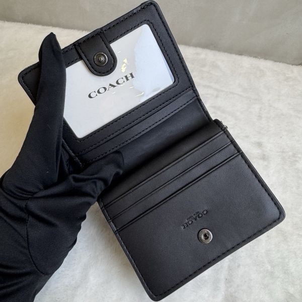 Coach 牛仔黑短夾-6