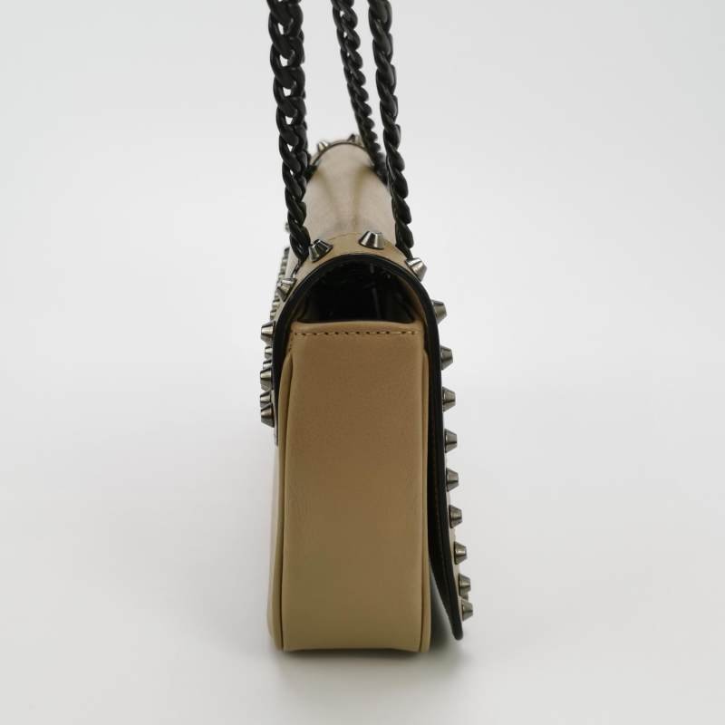 Prada牛皮字母Logo鉚釘裝飾單肩包-3