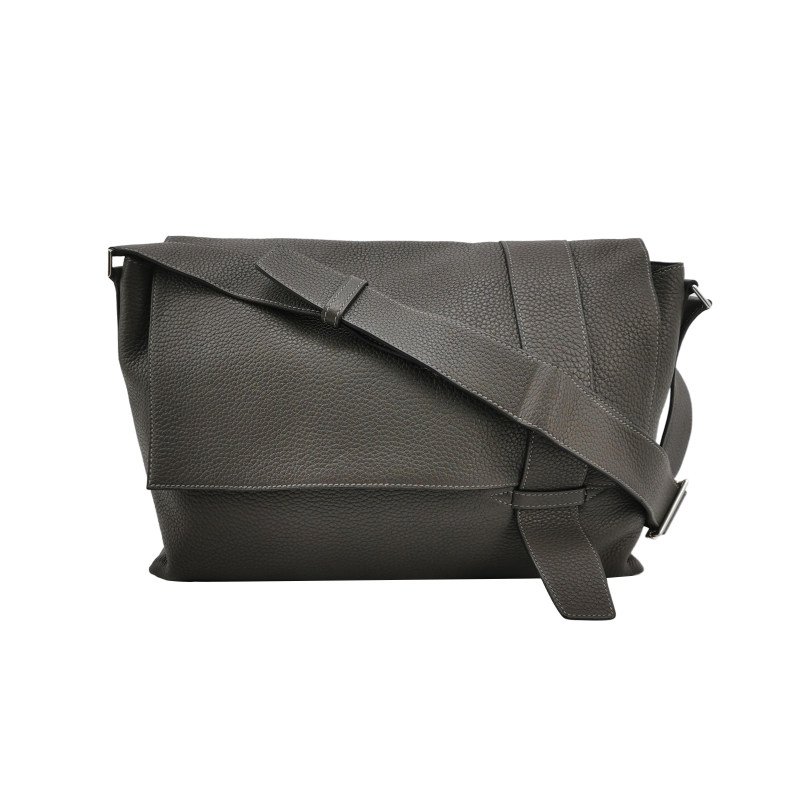 Hermes Alfred斜挎包單肩包Clemence(TC)牛皮銀扣8F錫器灰-0