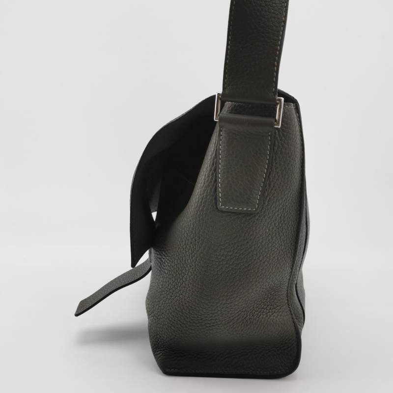 Hermes Alfred斜挎包單肩包Clemence(TC)牛皮銀扣8F錫器灰-2