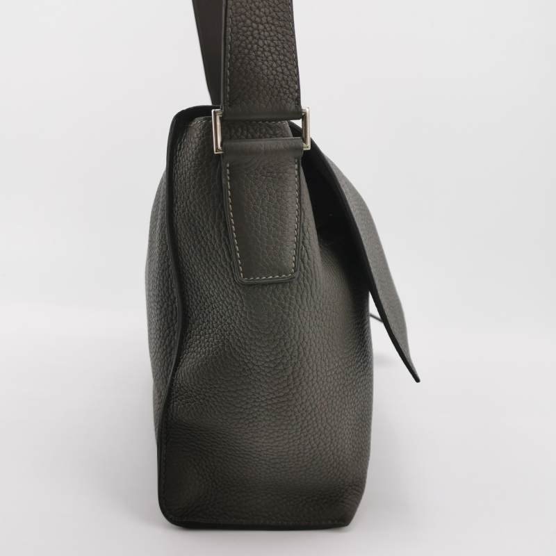 Hermes Alfred斜挎包單肩包Clemence(TC)牛皮銀扣8F錫器灰-3