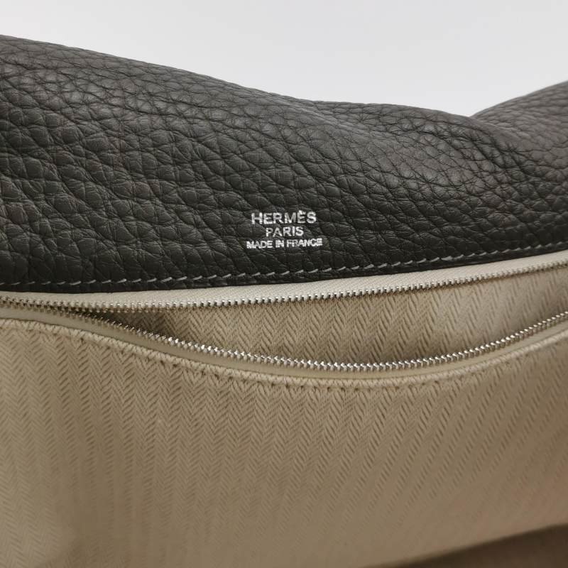 Hermes Alfred斜挎包單肩包Clemence(TC)牛皮銀扣8F錫器灰-7