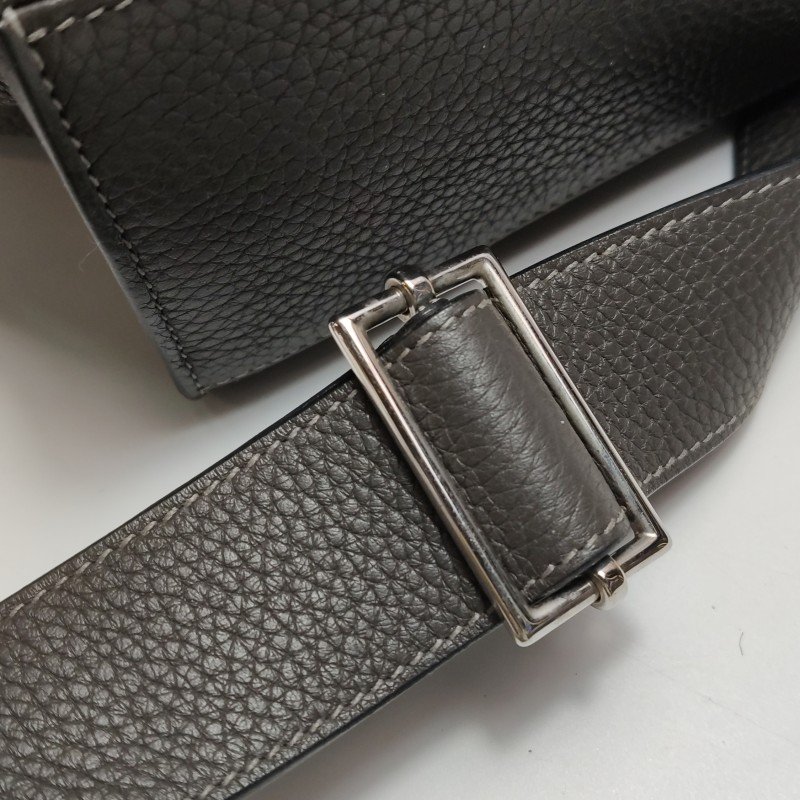 Hermes Alfred斜挎包單肩包Clemence(TC)牛皮銀扣8F錫器灰-14