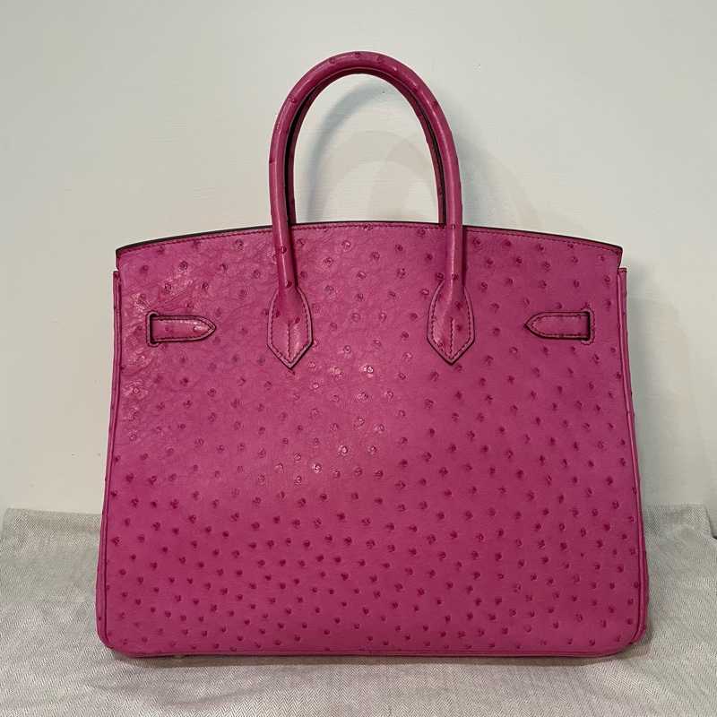 愛馬仕 Hermes Birkin 35 鴕鳥皮 桃紅色-1