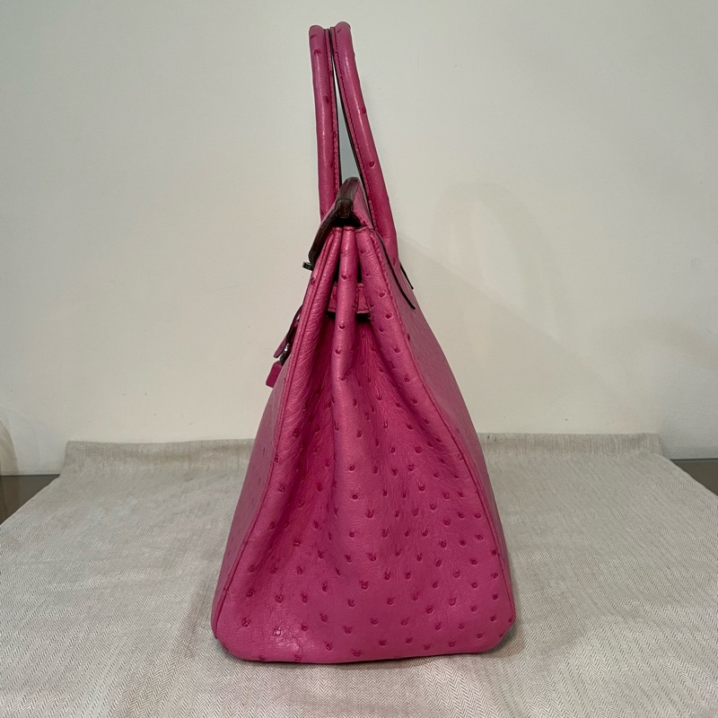 愛馬仕 Hermes Birkin 35 鴕鳥皮 桃紅色-2