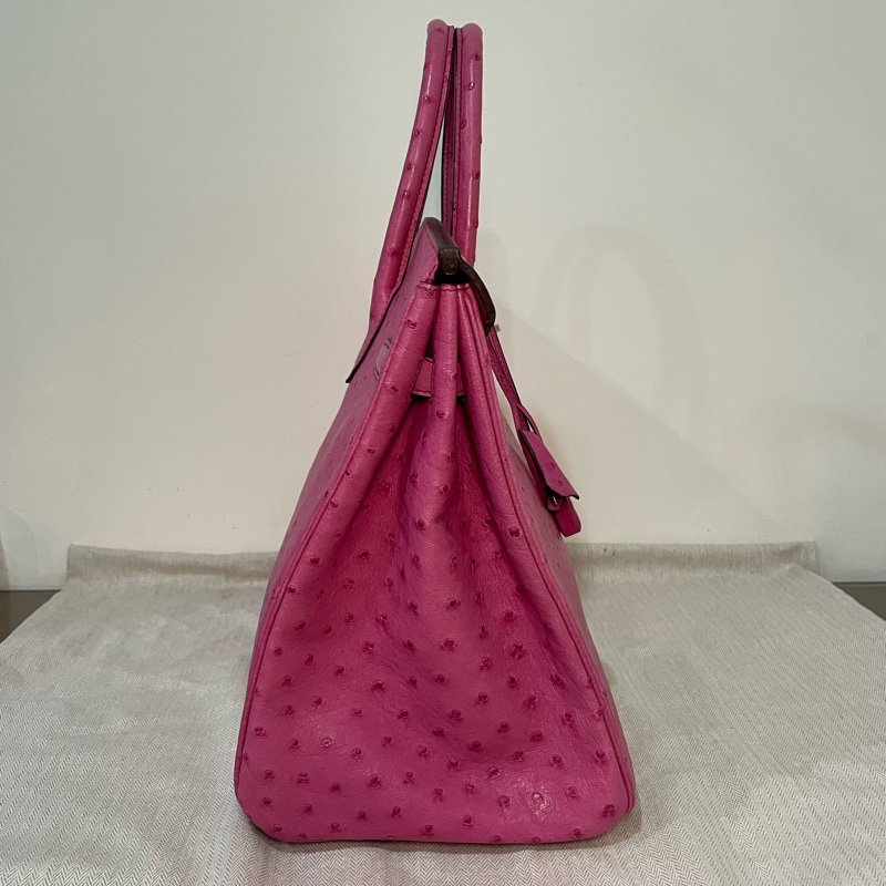 愛馬仕 Hermes Birkin 35 鴕鳥皮 桃紅色-3