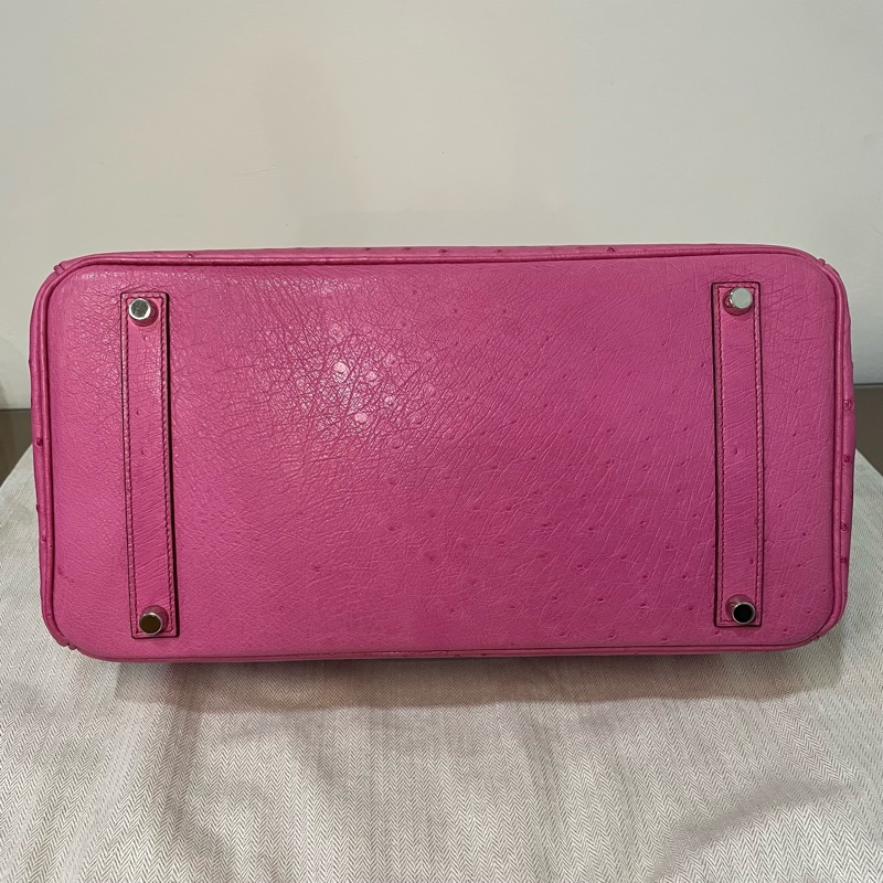 愛馬仕 Hermes Birkin 35 鴕鳥皮 桃紅色-4