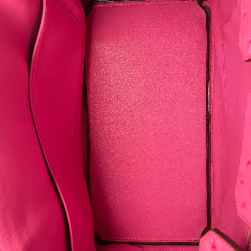 愛馬仕 Hermes Birkin 35 鴕鳥皮 桃紅色-6