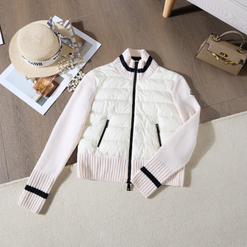 🈹*減價 超值* MONCLER 白色 拼接款羽絨外套 溫柔甜美-0