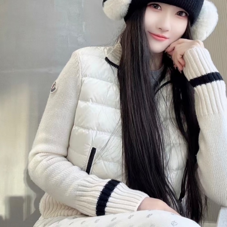 🈹*減價 超值* MONCLER 白色 拼接款羽絨外套 溫柔甜美-1