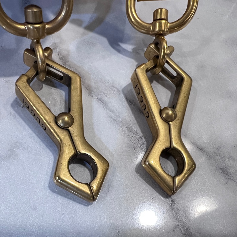 Gucci Pvc咖牛皮霧金釦虎頭斜背相機包-18