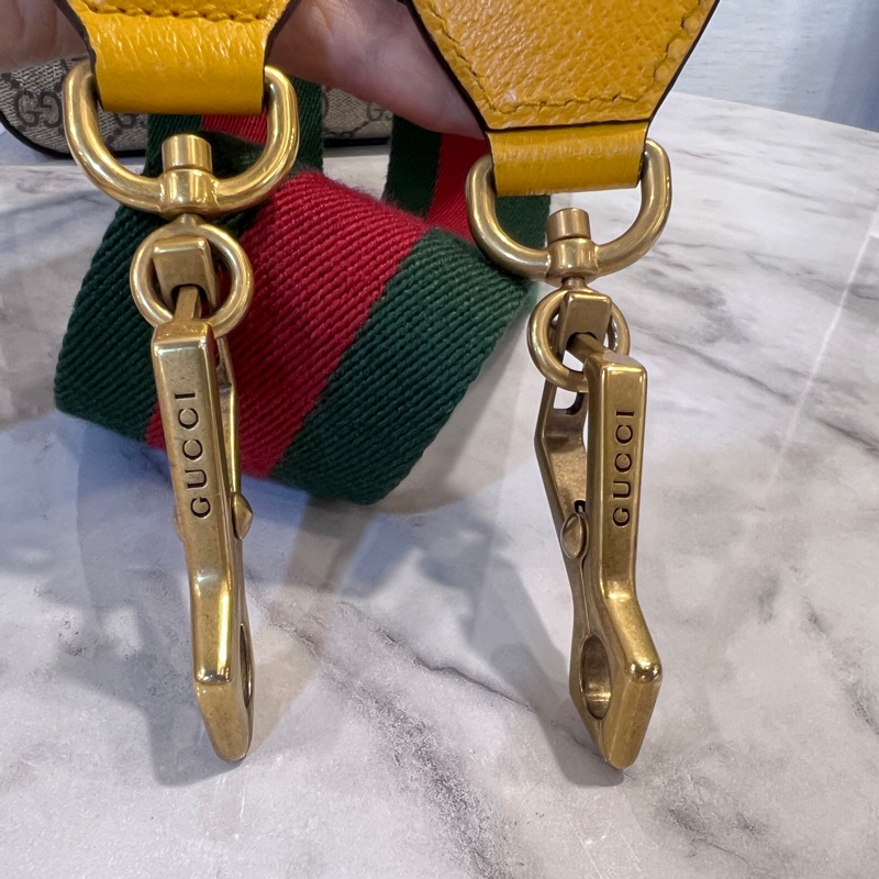 Gucci Pvc咖牛皮霧金釦虎頭斜背相機包-20