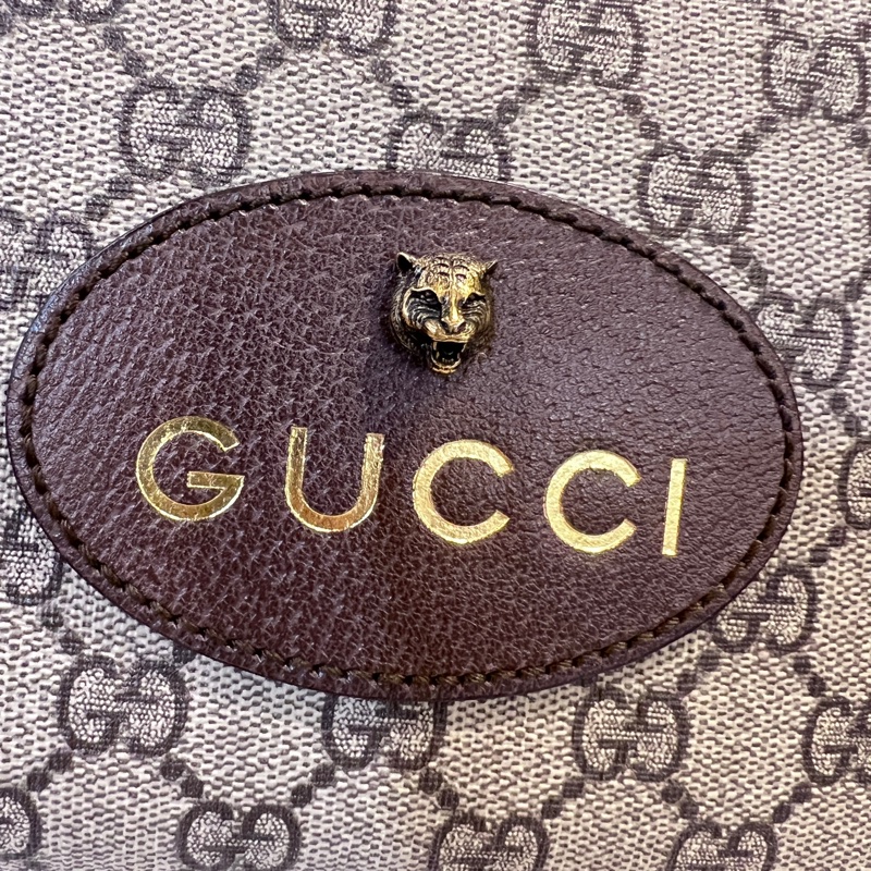 Gucci Pvc咖牛皮霧金釦虎頭斜背相機包-23