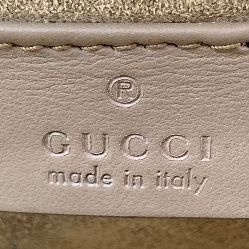 Gucci古馳酒神老花拼駝色麂皮鏈條斜挎包中號-13