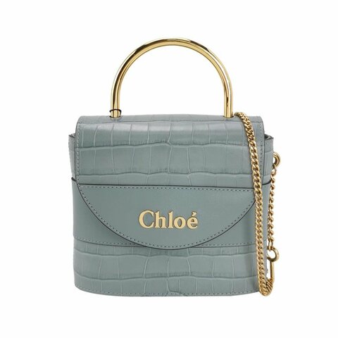 Chloe Aby Lock小號牛皮純色鱷魚紋Chloe徽標斜挎包