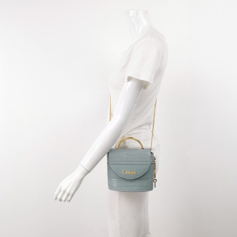 Chloe Aby Lock小號牛皮純色鱷魚紋Chloe徽標斜挎包-1