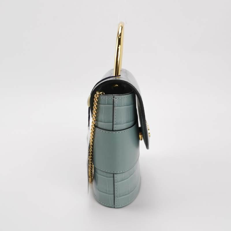 Chloe Aby Lock小號牛皮純色鱷魚紋Chloe徽標斜挎包-3