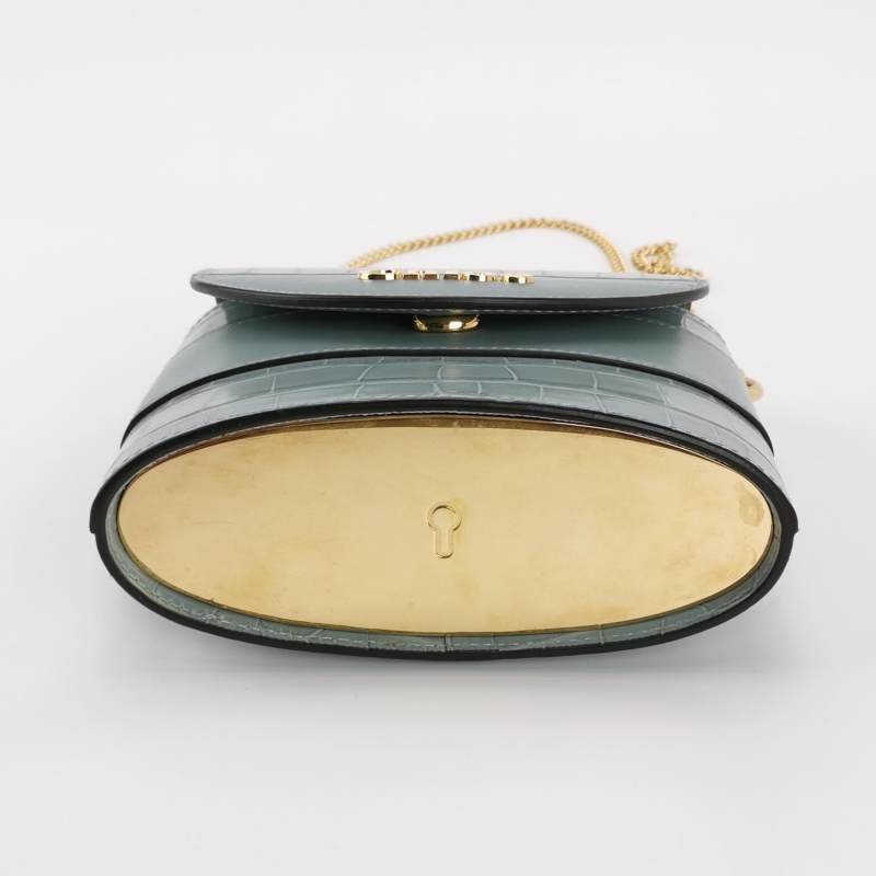 Chloe Aby Lock小號牛皮純色鱷魚紋Chloe徽標斜挎包-5