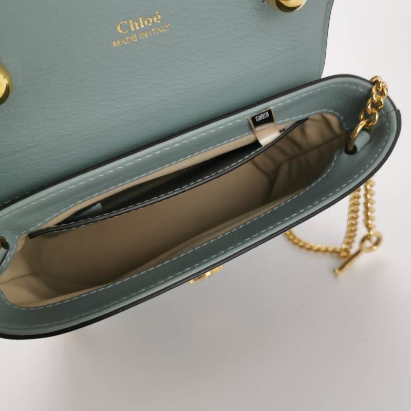 Chloe Aby Lock小號牛皮純色鱷魚紋Chloe徽標斜挎包-6