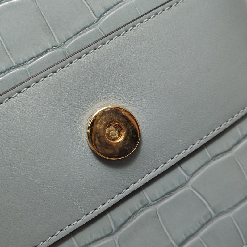 Chloe Aby Lock小號牛皮純色鱷魚紋Chloe徽標斜挎包-8