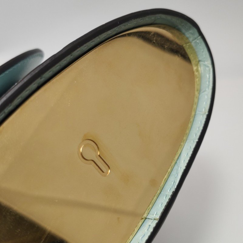 Chloe Aby Lock小號牛皮純色鱷魚紋Chloe徽標斜挎包-10