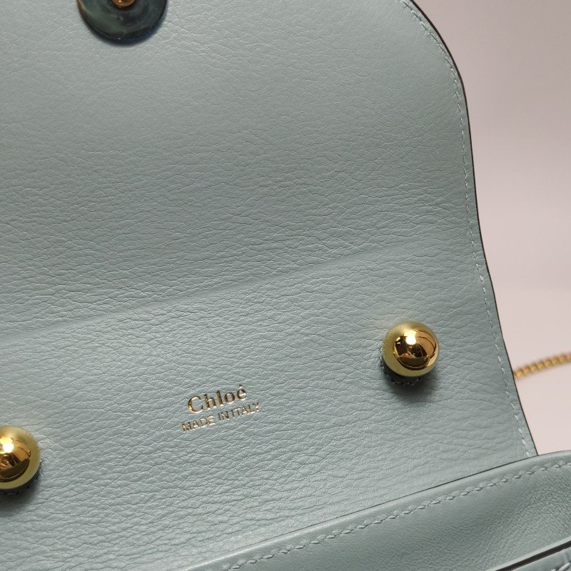 Chloe Aby Lock小號牛皮純色鱷魚紋Chloe徽標斜挎包-14