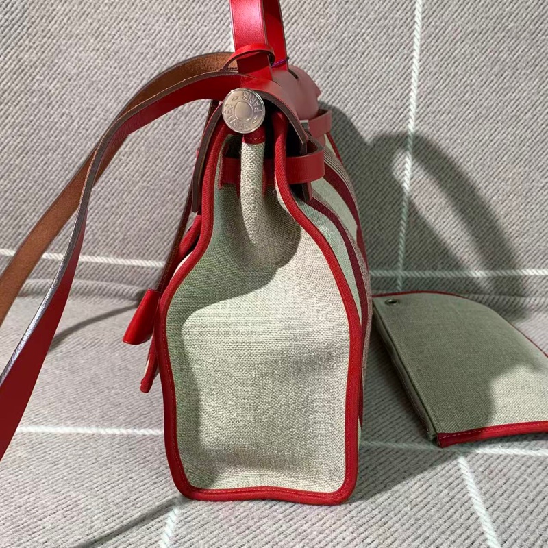 Hermes愛馬仕herbal31紅色條紋D刻，配件鎖鑰匙小內袋-3