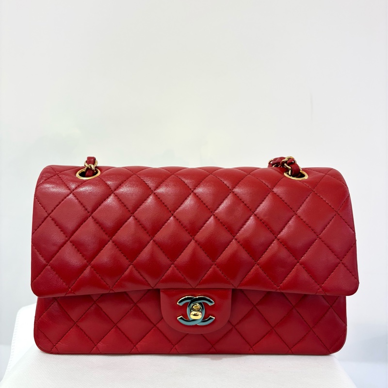 CHANEL紅羊皮金釦CF25-1