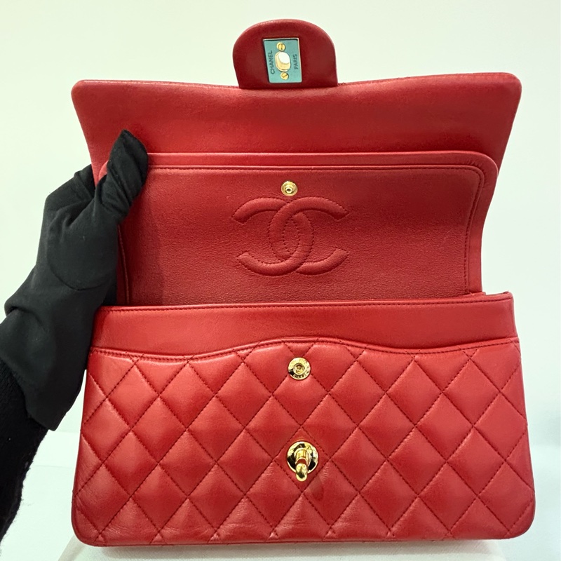 CHANEL紅羊皮金釦CF25-8