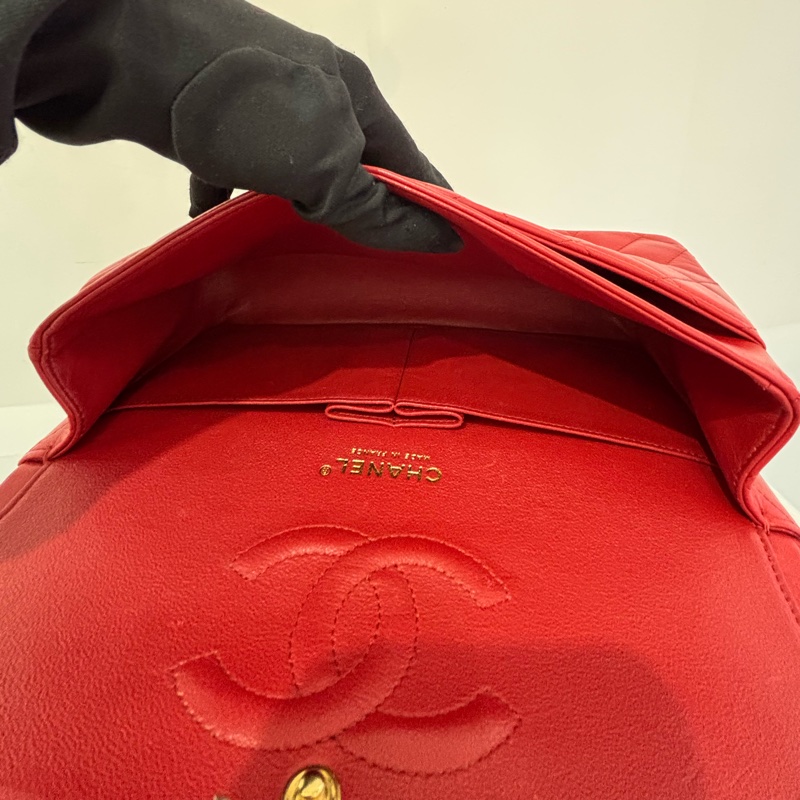 CHANEL紅羊皮金釦CF25-9