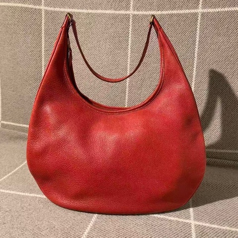 二手Hermes愛馬仕Gao hobo紅色U型腋下包，D刻