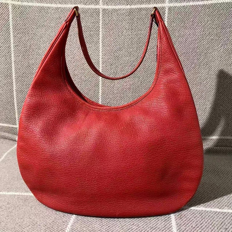 二手Hermes愛馬仕Gao hobo紅色U型腋下包，D刻-1