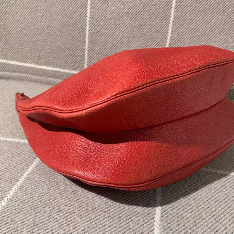 二手Hermes愛馬仕Gao hobo紅色U型腋下包，D刻-9