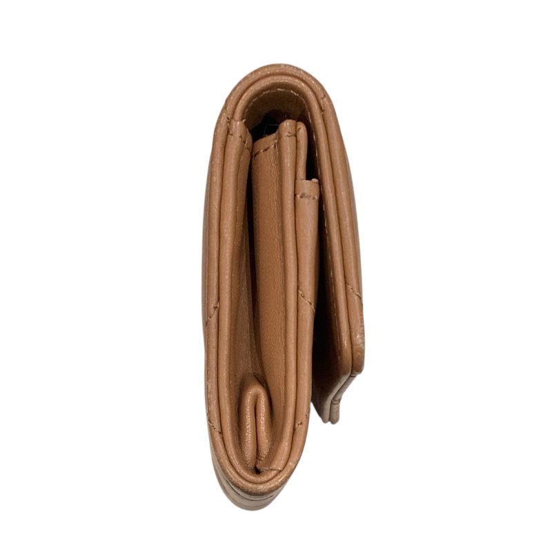 CHANEL 香奈兒 CHANEL19 羊皮 卡片夾 奶茶色 金釦-3