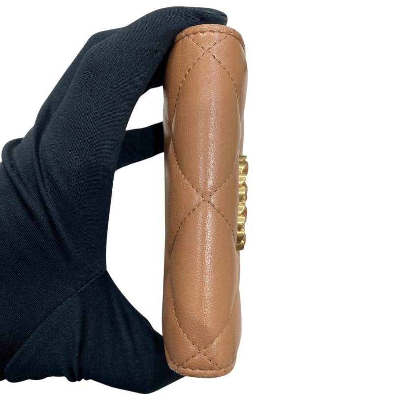 CHANEL 香奈兒 CHANEL19 羊皮 卡片夾 奶茶色 金釦-5