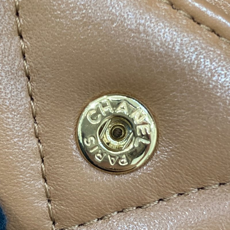 CHANEL 香奈兒 CHANEL19 羊皮 卡片夾 奶茶色 金釦-8