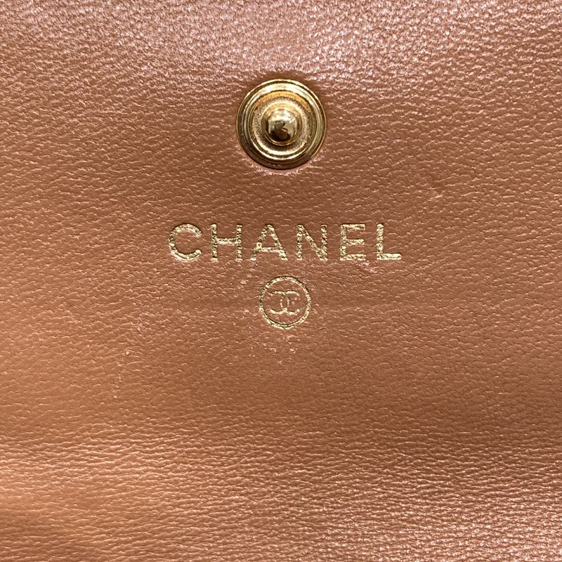 CHANEL 香奈兒 CHANEL19 羊皮 卡片夾 奶茶色 金釦-9