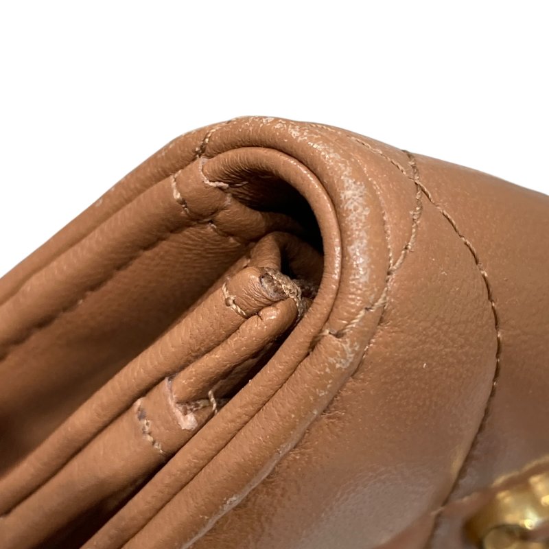 CHANEL 香奈兒 CHANEL19 羊皮 卡片夾 奶茶色 金釦-11