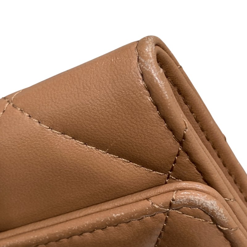 CHANEL 香奈兒 CHANEL19 羊皮 卡片夾 奶茶色 金釦-14