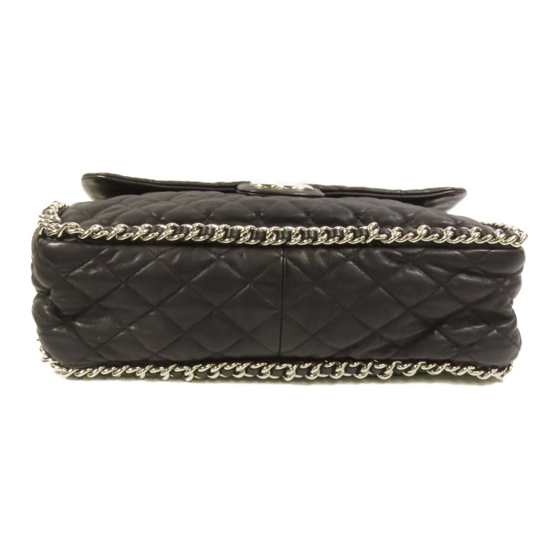 CHANEL 牛皮皮革Chain Shoulder銀扣鏈帶肩背袋-3