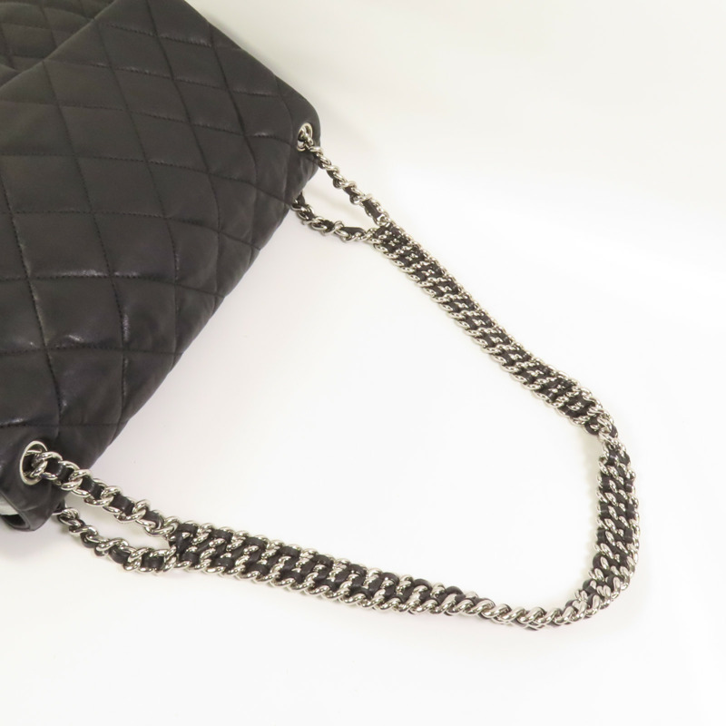 CHANEL 牛皮皮革Chain Shoulder銀扣鏈帶肩背袋-4