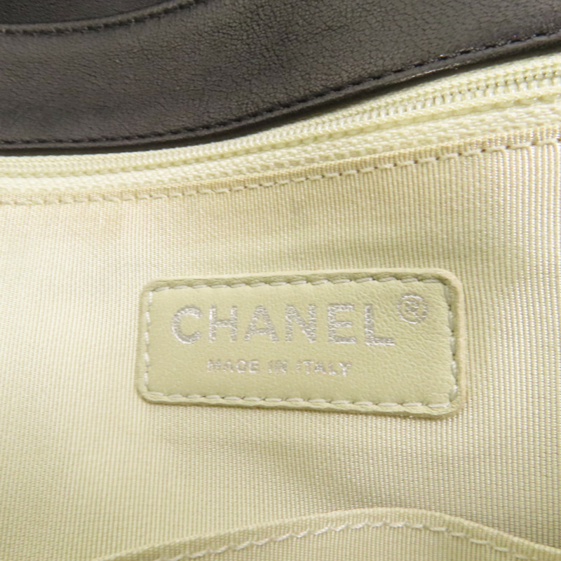 CHANEL 牛皮皮革Chain Shoulder銀扣鏈帶肩背袋-7