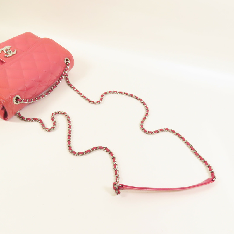 CHANEL 漆皮皮革Chain Shoulder銀扣鏈帶肩背袋-4